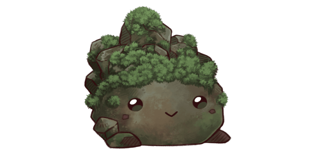 Cute rock illustration with moss